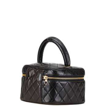 Chanel Matelasse Coco Mark Vanity Bag In Black Lambskin