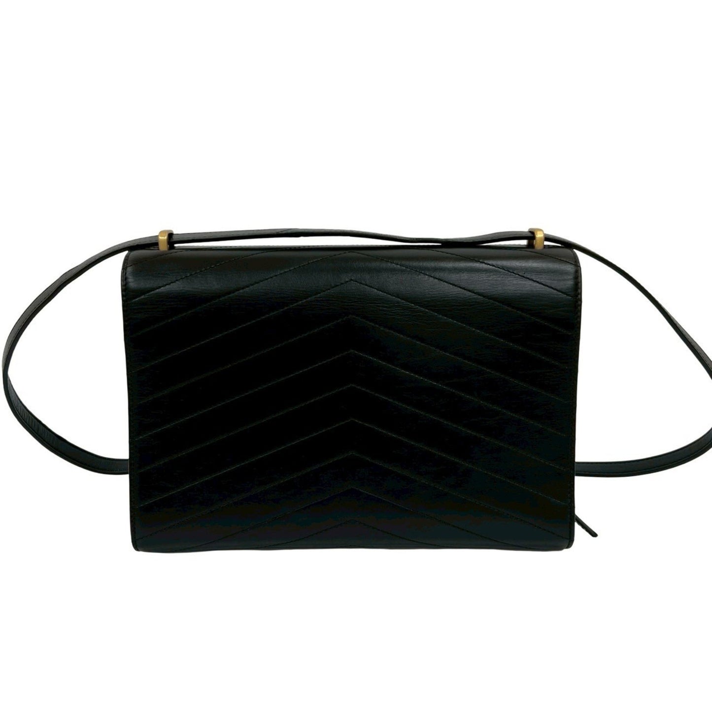 Chanel V-Stitched Coco Mark Logo Hardware Leather Shoulder Bag In Black