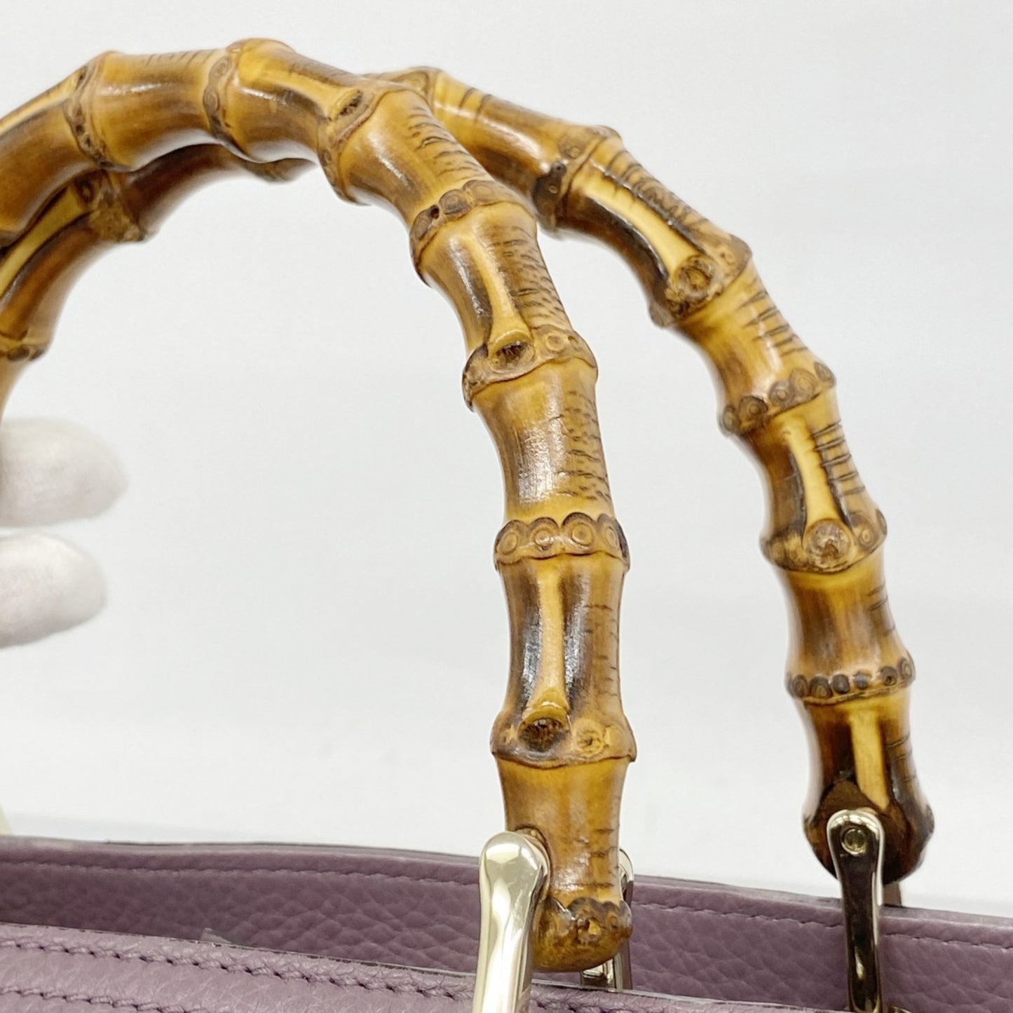 Gucci Bamboo Handbag 323660 Leather Purple