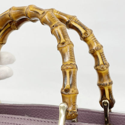 Gucci Bamboo Handbag 323660 Leather Purple