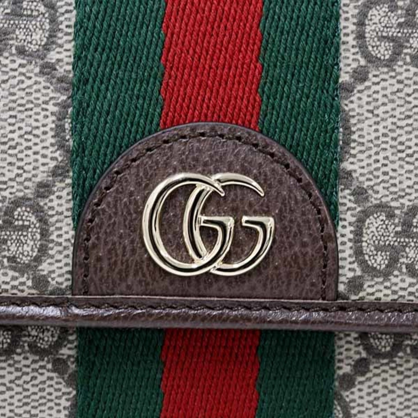 Gucci Ophidia Continental Wallet With Double G In Beige And Dark Brown