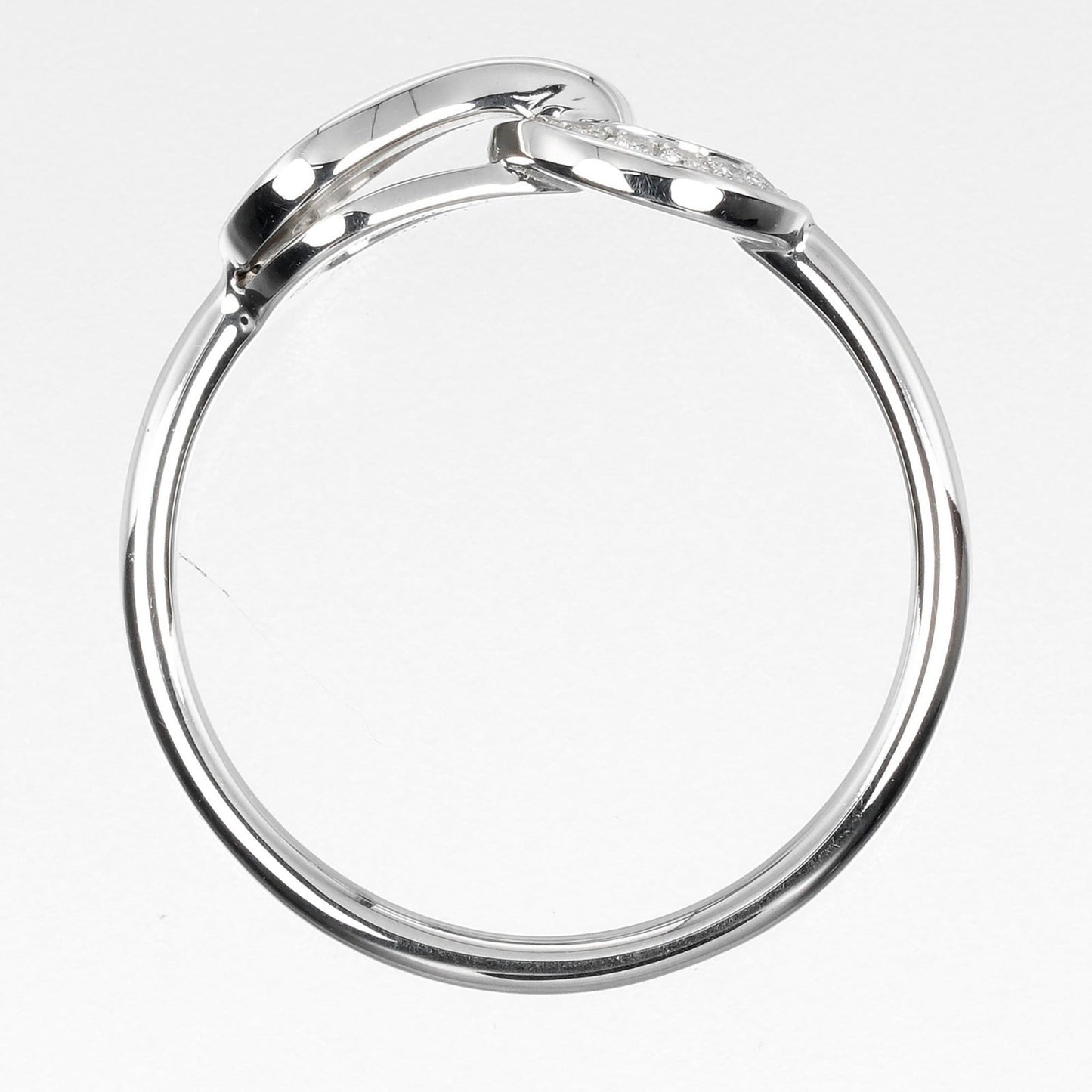 Cartier Agraffe Size 9 Ring In 18K White Gold With Diamonds