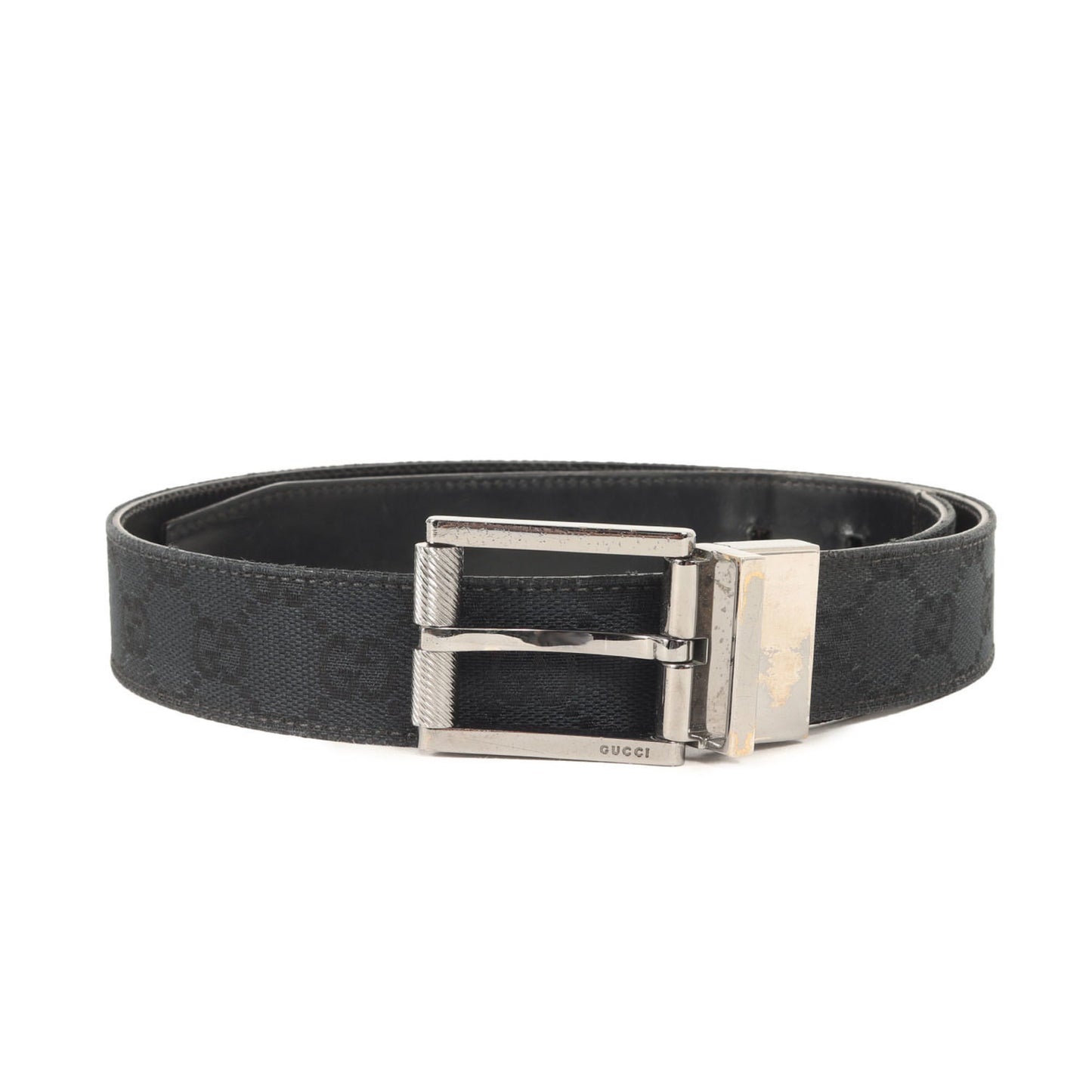 Gucci Reversible Square Buckle Gg Canvas And Leather Belt