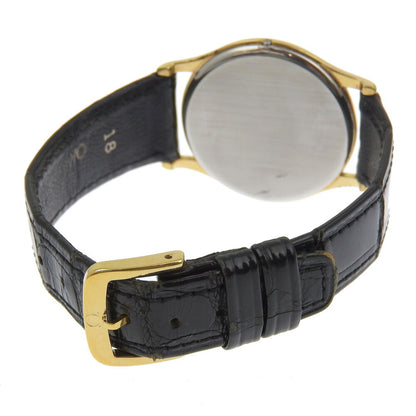 Omega De Ville Watch Cal.1365 Gold-Plated X Embossed Leather Quartz Analog Display Gold Dial