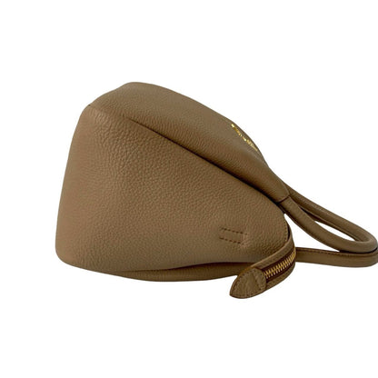 Prada Flu Vitello Dino Logo Hardware Soft Leather 2-Way Handbag/Shoulder Bag Beige A58-6