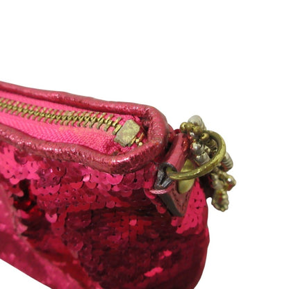 Coach Sequin Accessory Pouch Party Bag Chain Handbag 14368 Pink