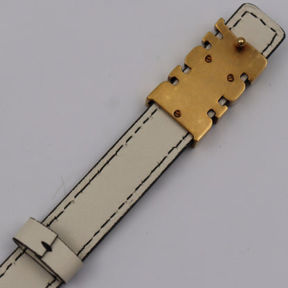 Christian Dior D-Fence Belt Leather Ivory System Gold Metal Fittings Logo Narrow
