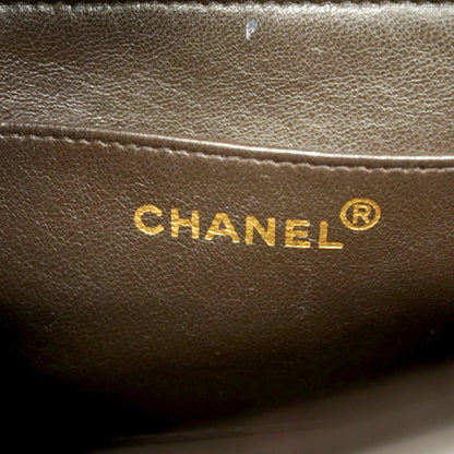 Chanel Shoulder Bag W Chain Chevron Lambskin Black