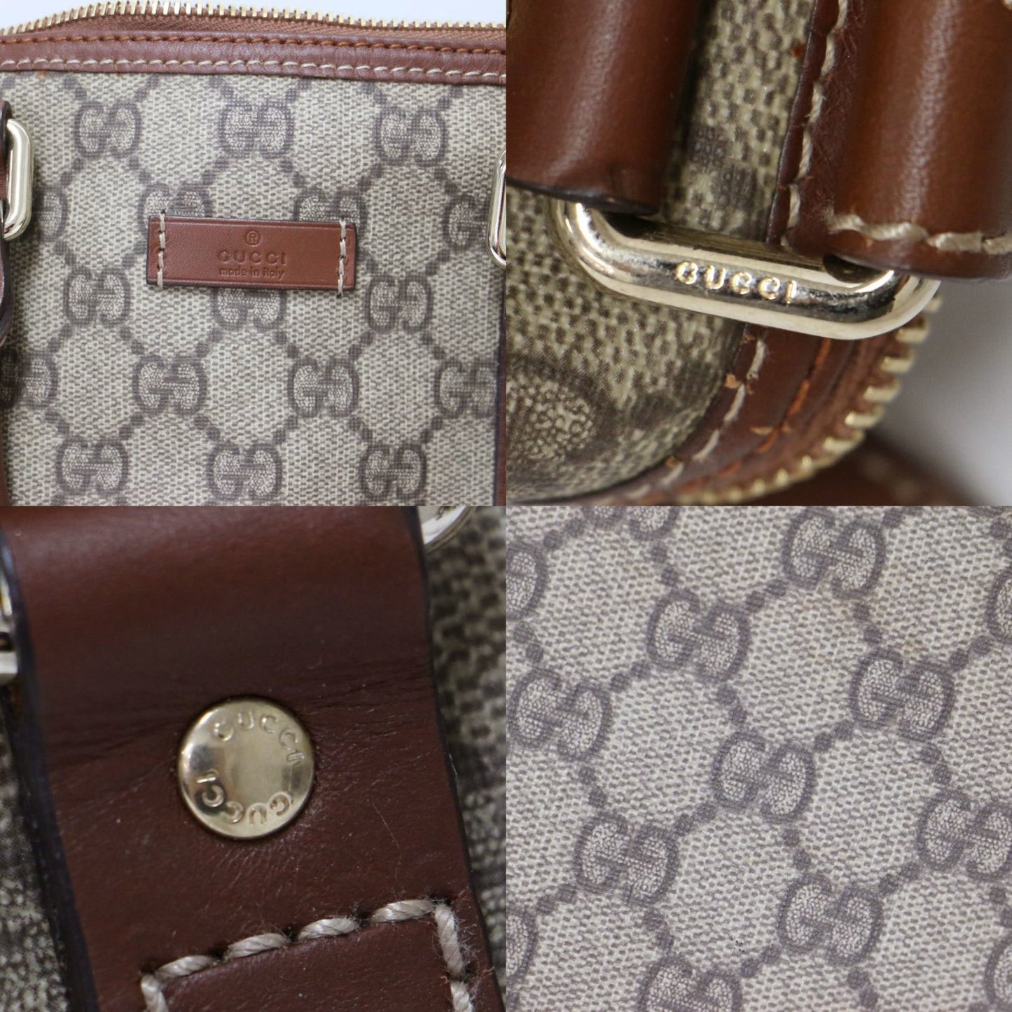 Gucci Gg Supreme Handbag In Brown Leather And Pvc For Women