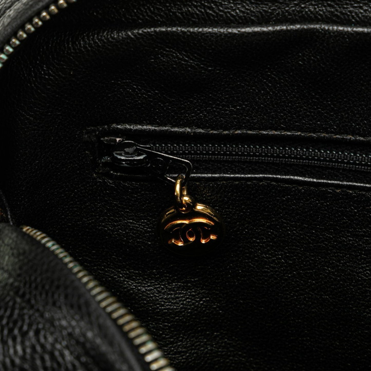 Chanel Coco Mark Bias Stitch Crossbody Shoulder Bag In Black Caviar Leather