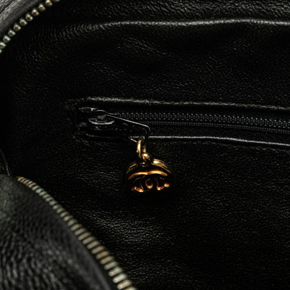 Chanel Coco Mark Bias Stitch Crossbody Shoulder Bag In Black Caviar Leather