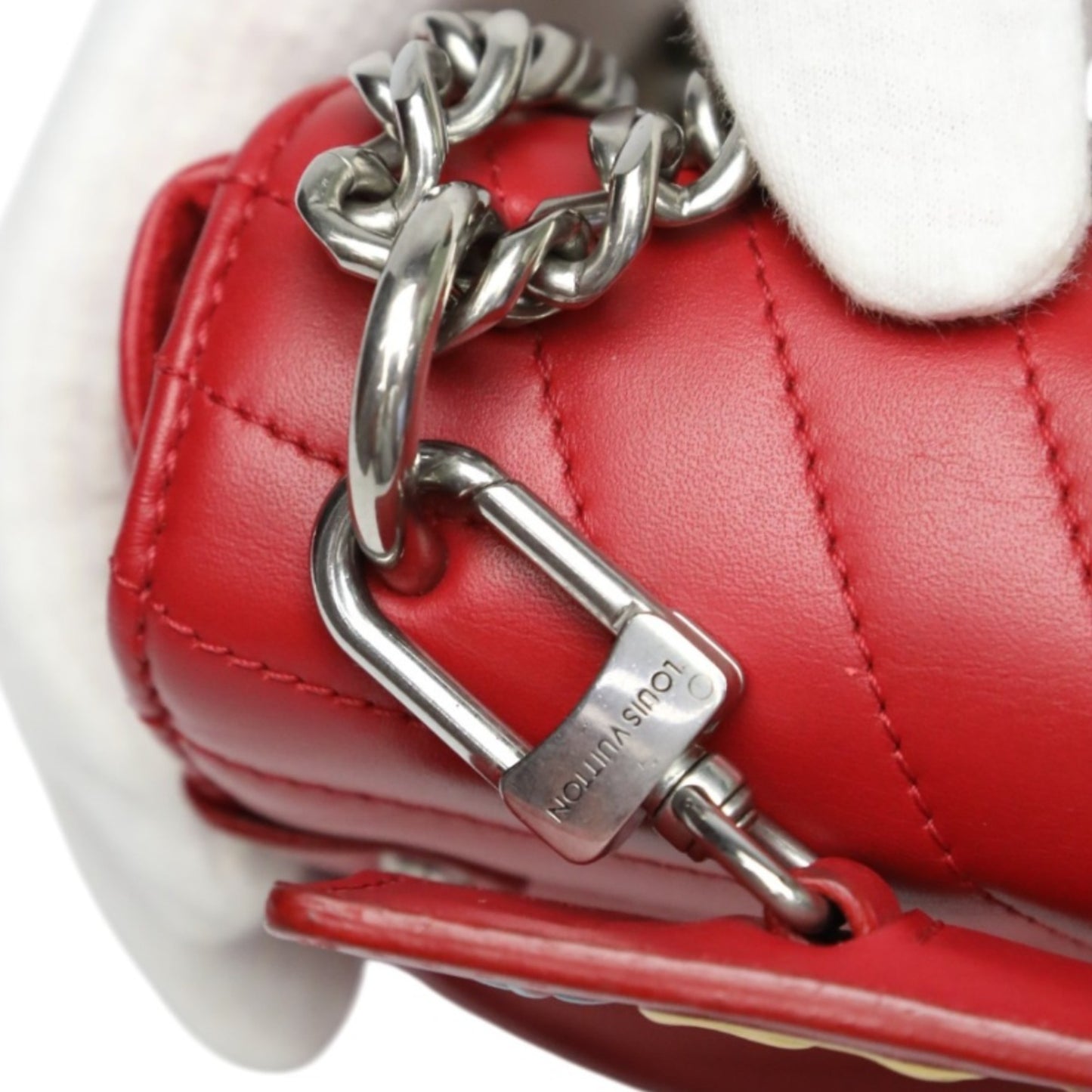 Louis Vuitton New Wave Leather Chain Tote Shoulder Bag M51930 Red