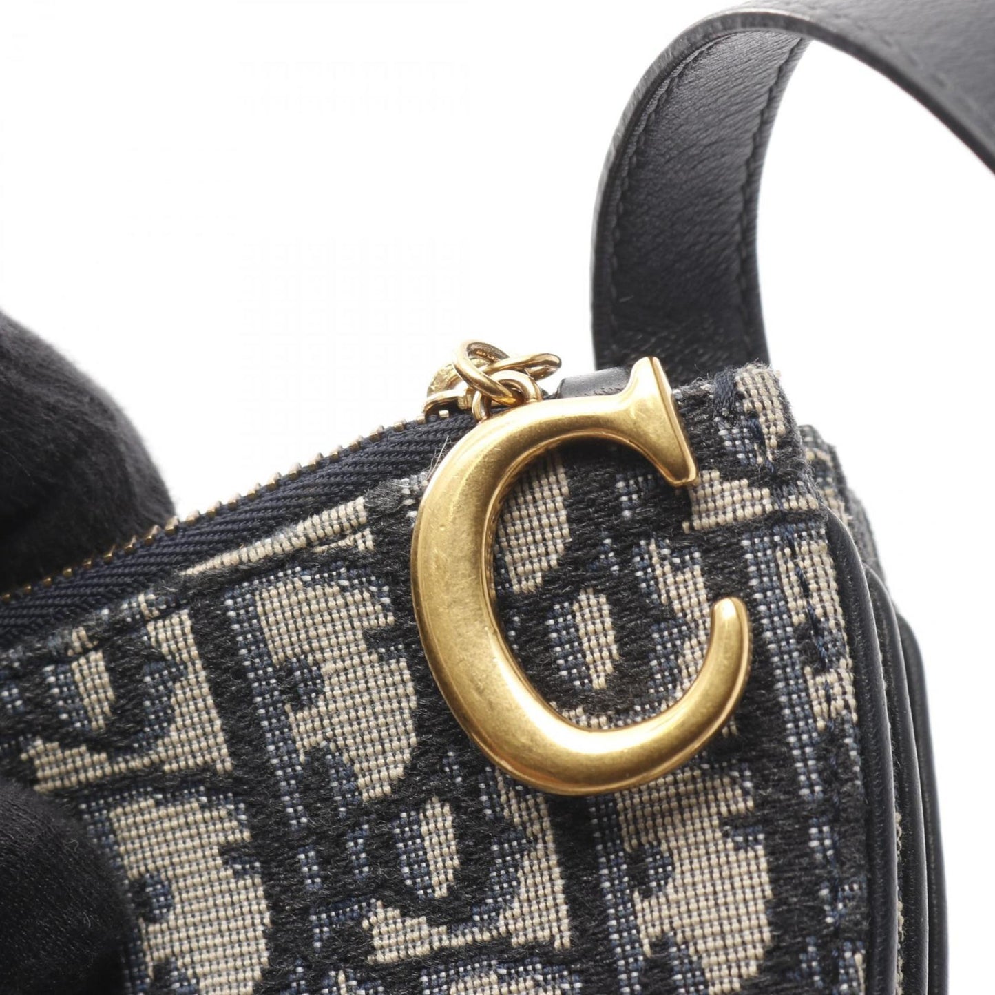 Christian Dior Dior Saddle Bag Oblique Shoulder Canvas Leather