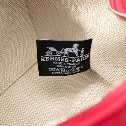 Herms Bride A Black Pm Handbag Pouch Hibiscus Pink Toile H