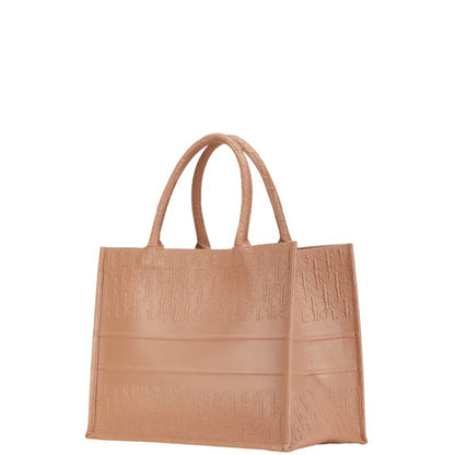 Christian Dior Dior Oblique Book Tote Medium Bag Handbag Pink Beige Leather