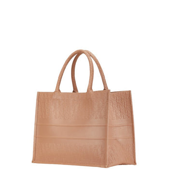 Christian Dior Dior Oblique Book Tote Medium Bag Handbag Pink Beige Leather