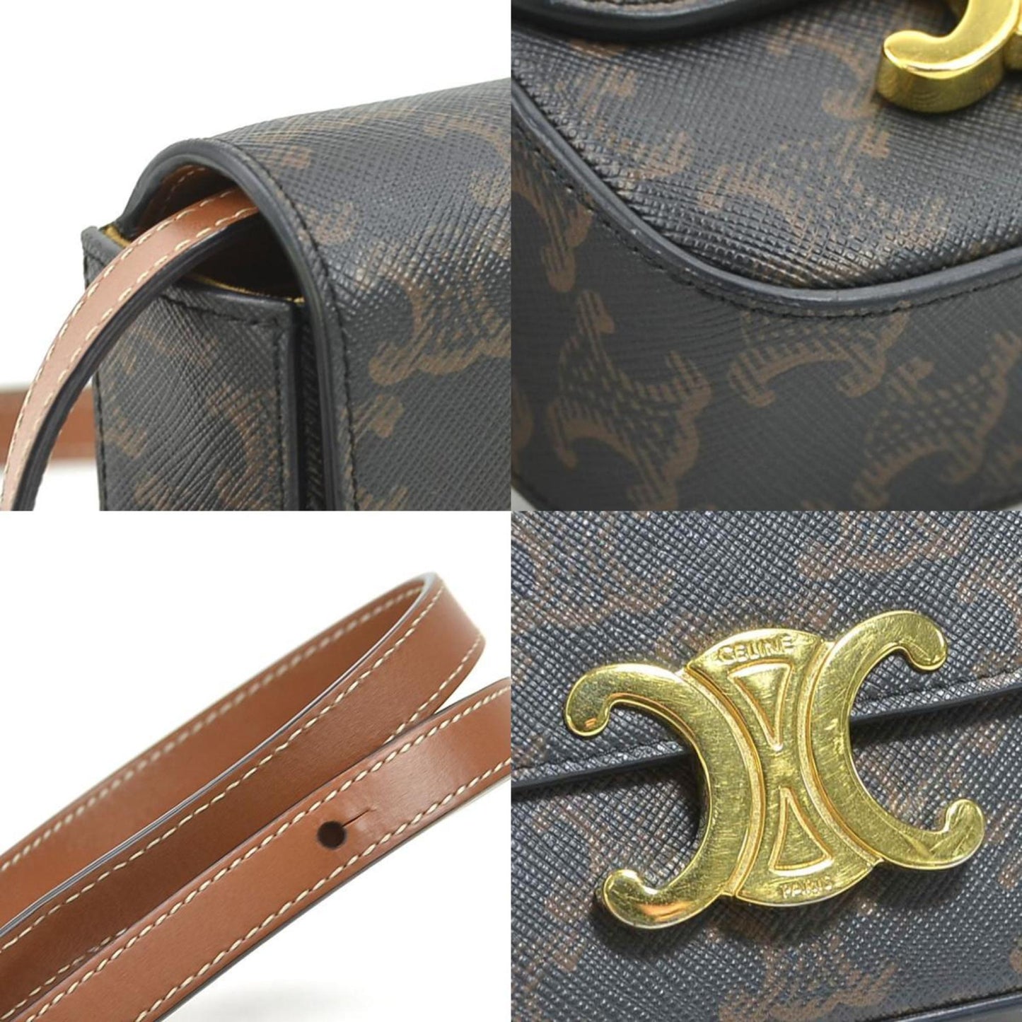 Celine Triomphe Shoulder Bag In Coated Canvas