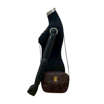 Salvatore Ferragamo Vara Shoulder Bag/Pouch With Crocodile-Embossed Leather Hardware