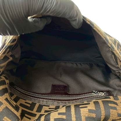 Fendi Mamma Bucket Zucca Ff Pattern Leather Canvas Semi-One Shoulder Bag Brown Black 38275