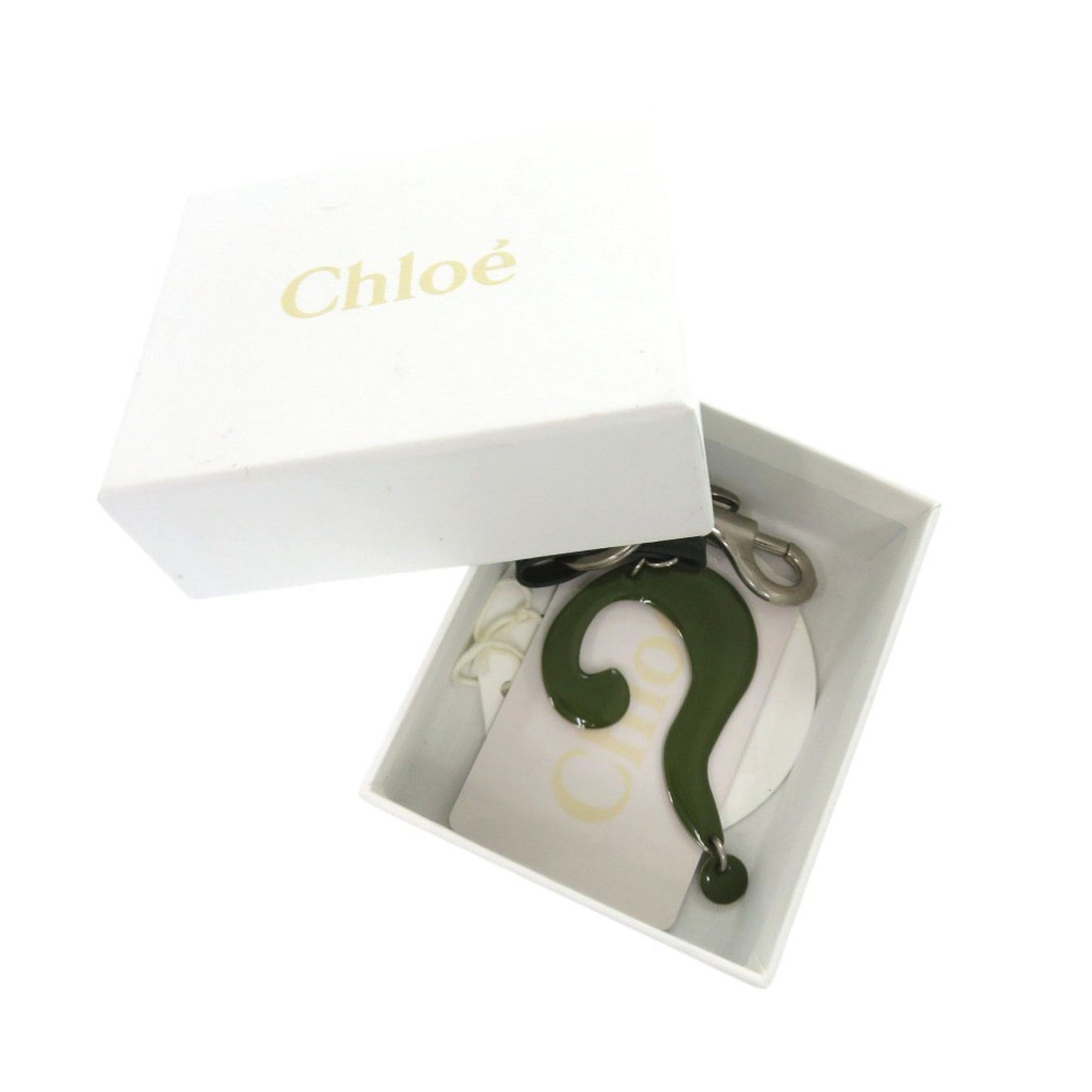 Chlo Chloe Key Ring Question Charm Keychain Metal/Metal Green 1876