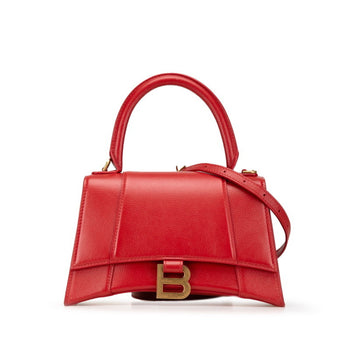 Balenciaga Hourglass Handbag/Shoulder Bag 2Way 593546 Red Leather