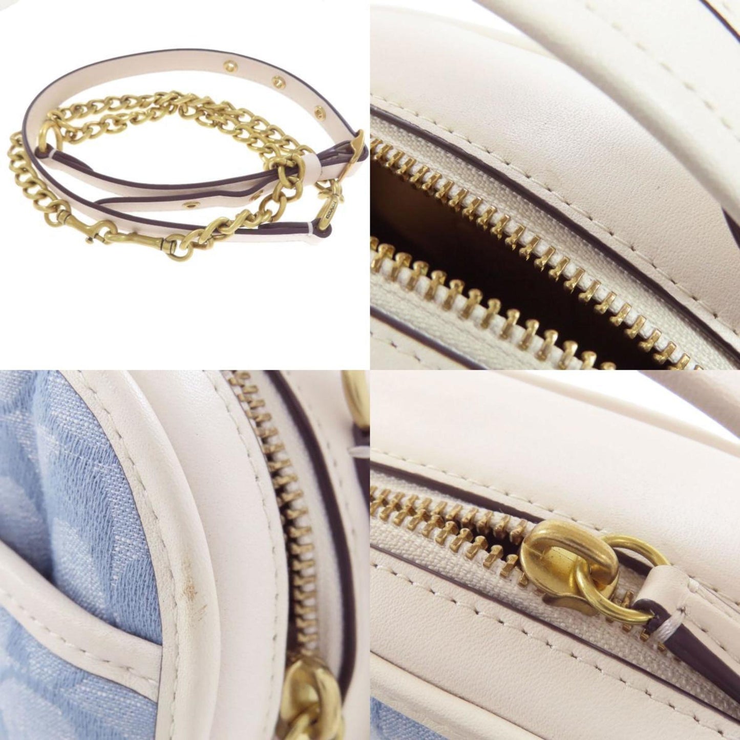 Coach C4688 Signature Handbag Denim Leather