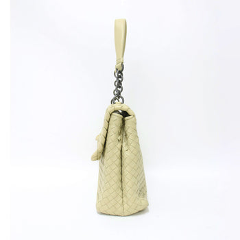 Bottega Veneta Beige Olympia Intrecciato Shoulder Bag Olimpia Intrecciato Flap Chain Mesh Lambskin