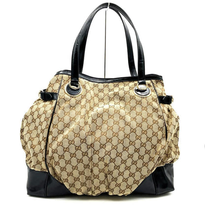 Gucci 203528 Tote Bag Shoulder Gg Canvas Beige X Black
