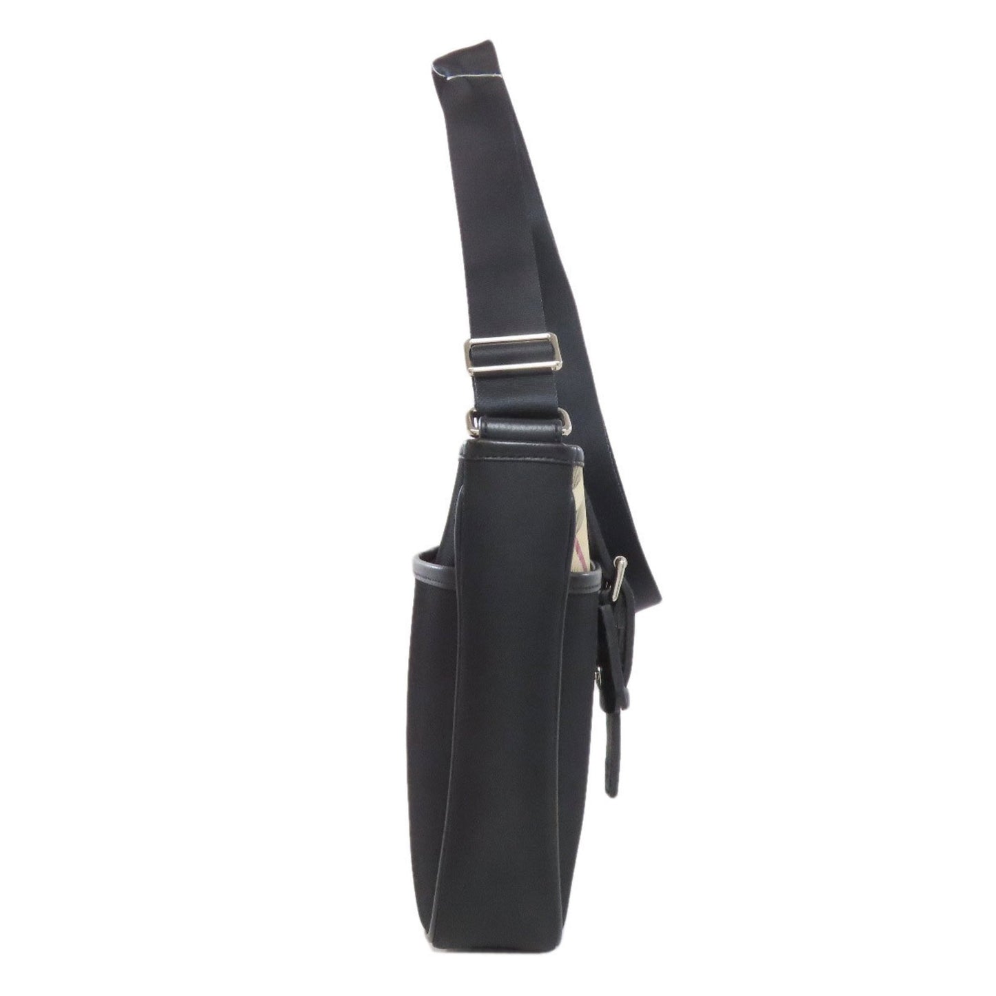 Burberry Nova Check Shoulder Bag Nylon Canvas Leather