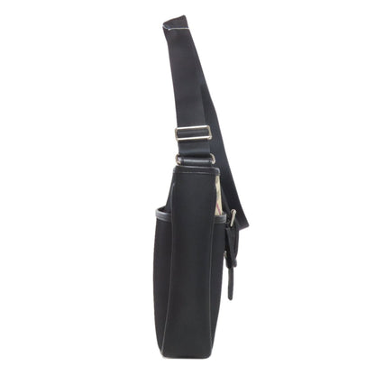 Burberry Nova Check Shoulder Bag Nylon Canvas Leather