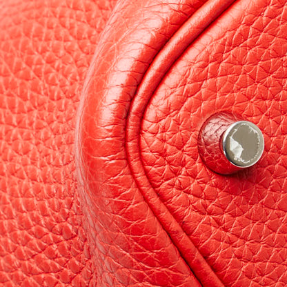 Hermes Herms Picotin Lock Pm Handbag In Rouge Cazac Red Taurillon Clemence Leather
