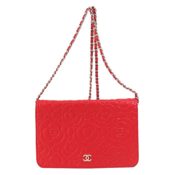 Chanel Chain Wallet Camellia Coco Mark Long Leather
