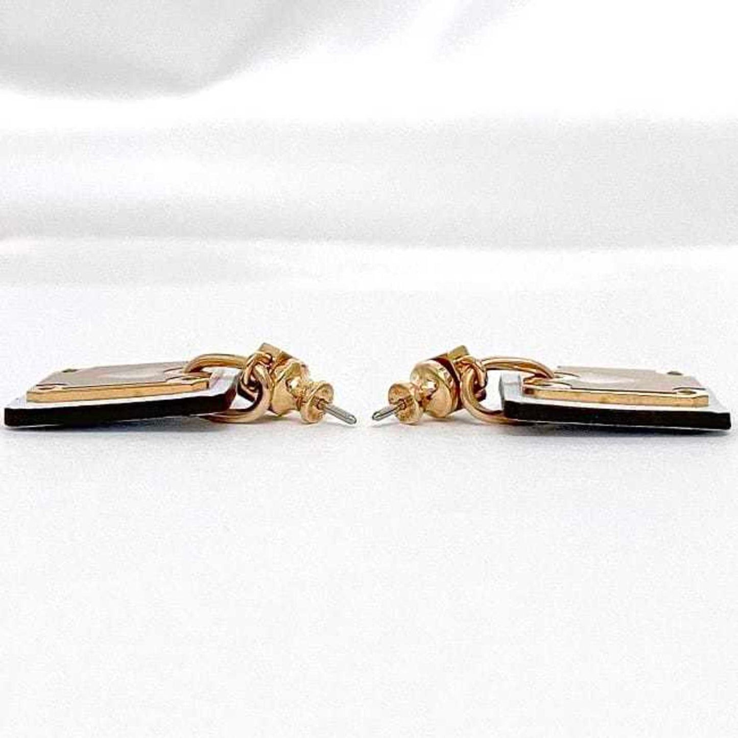 Hermes Earrings As Doucour F-22435 Pink Gold Light Blue Ace Of Hearts Heart Gp Leather Swift
