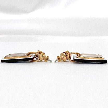 Hermes Earrings As Doucour F-22435 Pink Gold Light Blue Ace Of Hearts Heart Gp Leather Swift