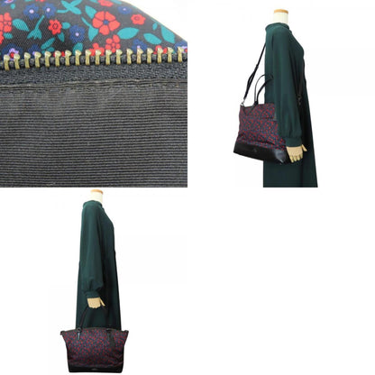 Coach Tote Bag F59433 Satchel Lunch Floral Nylon Leather Black Red Green