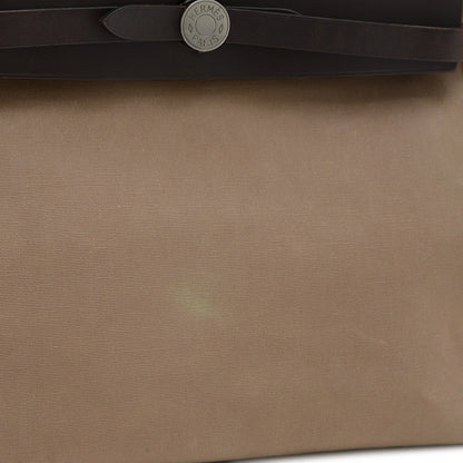 Hermes Airbag Zip Pm Handbag Tote Bag Toile Officier Calf Beige Brown T Stamp Bp