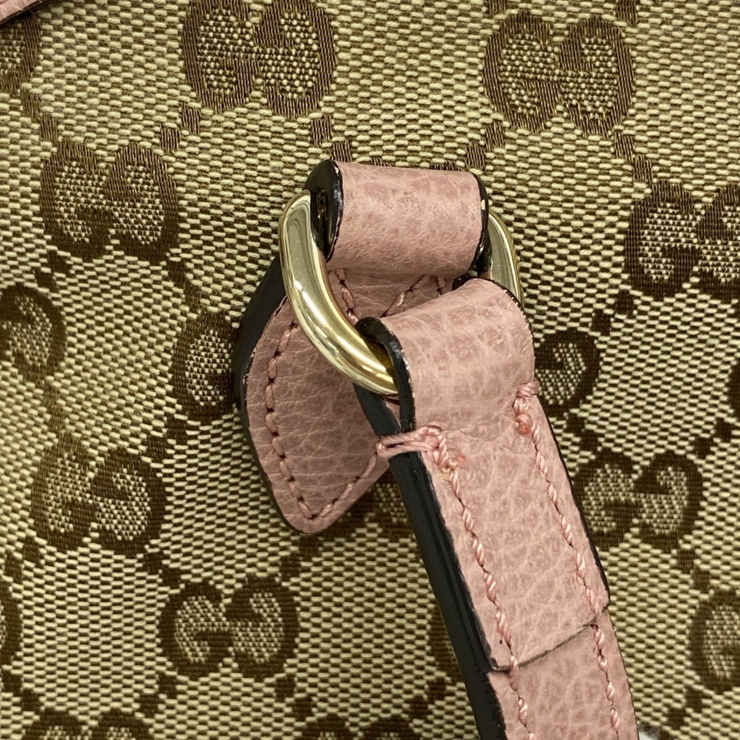 Gucci Gg Canvas Interlocking G Shoulder Bag 449243 Beige Pink Champagne