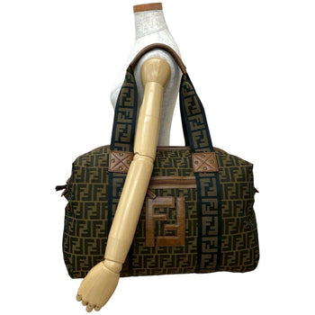 Fendi Zucca Ff Pattern Leather And Nylon Tote Bag/Boston Bag