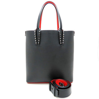 Christian Louboutin 3205221 Handbag Studs Leather Black Red 352338