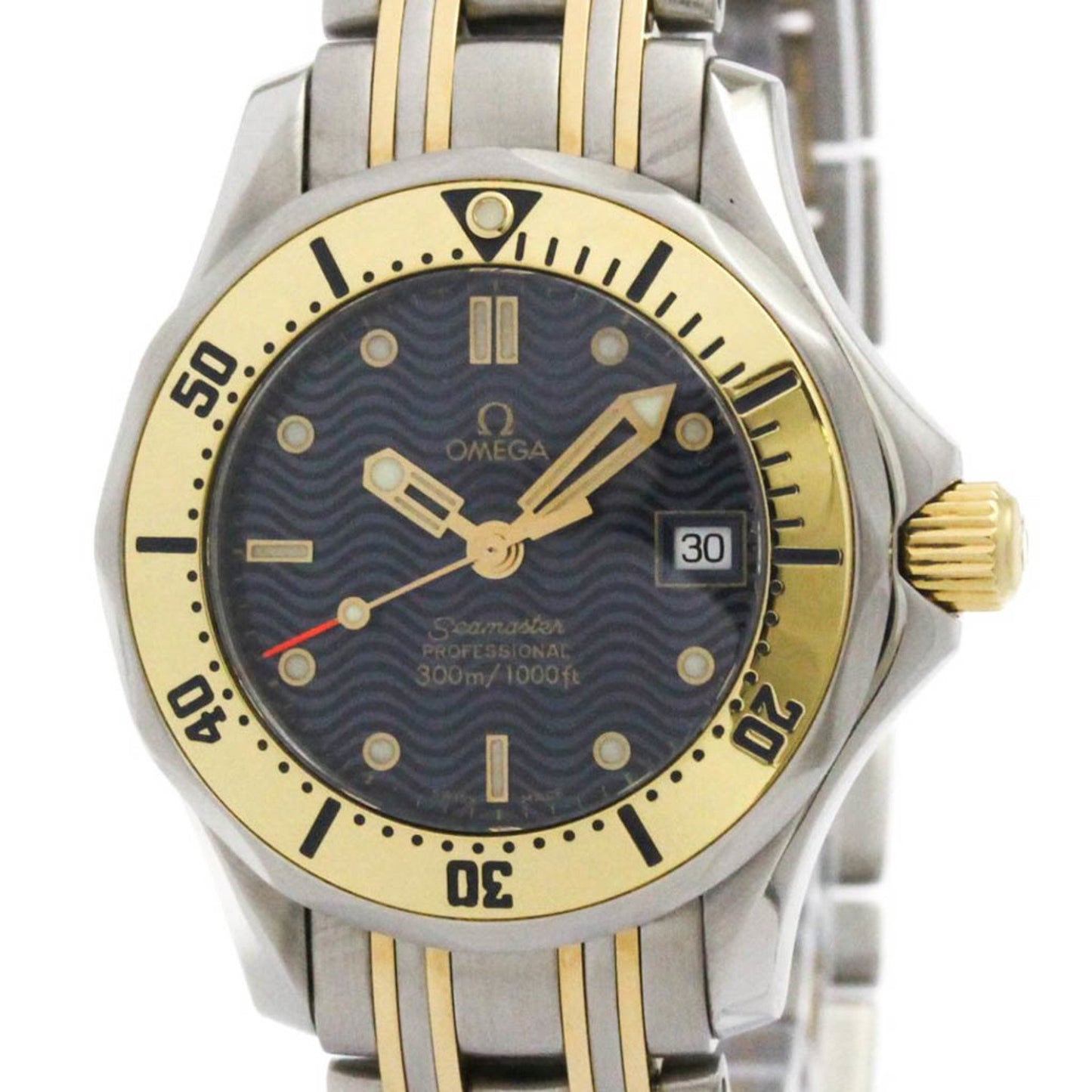 Omega Seamaster Professional 300M 18K Gold Steel Watch 2382.80 Polished