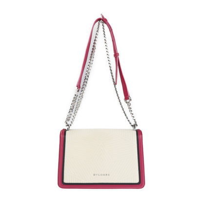 Bvlgari Bulgari Serpenti Diamond Blast Shoulder Bag Leather Fuchsia Ivory Black Quilted Chain