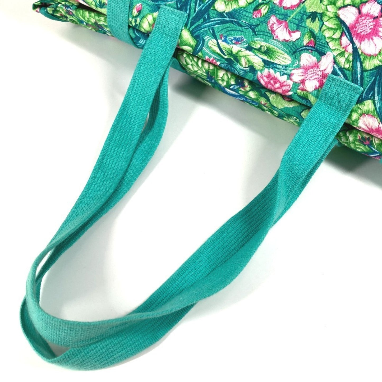 Hermes Vintage Frog Floral Print Tote Bag/Boston Bag/Shoulder Bag