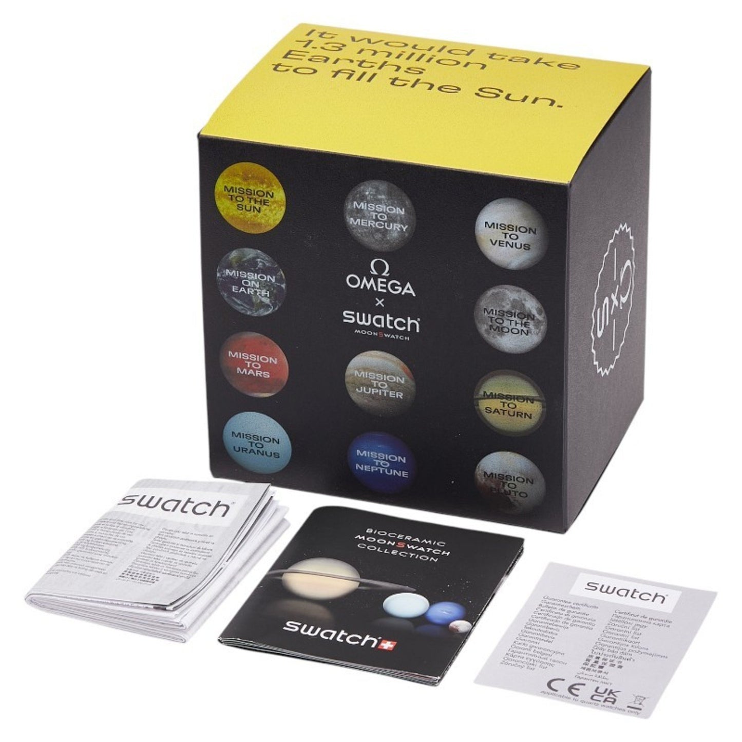 Omega X Swatch Speedmaster Moon Mission To The Sun Watch So33J100 Quartz Gold Dial Ceramic Nylon