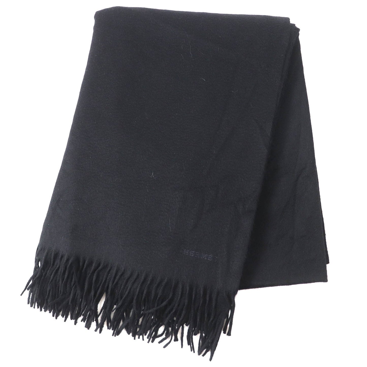 Hermes 100% Cashmere Shawl/Stole/Scarf With Logo Embroidery And Fringe