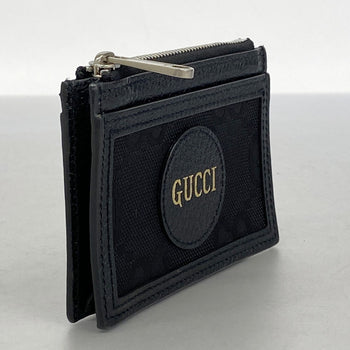Gucci Jumbo Gg Wallet/Coin Case 625583 Nylon Canvas Leather Black