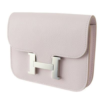 Hermes Constance Pouch - Evercolor Mauve Pale Compact Wallet Coin B Engraved 2414033007097R1