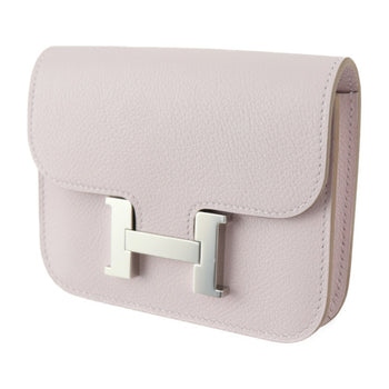 Hermes Constance Pouch - Evercolor Mauve Pale Compact Wallet Coin B Engraved 2414033007097R1