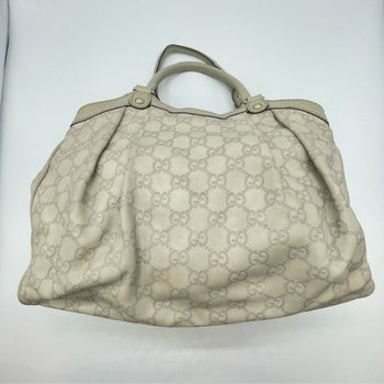 Gucci 211944 Tote Bag Handbag Guccissima Sukey Leather White Ivory