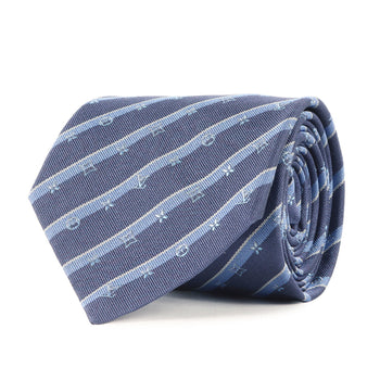 Louis Vuitton Regimental Monogram Silk Cravate Tie M71720 Blue