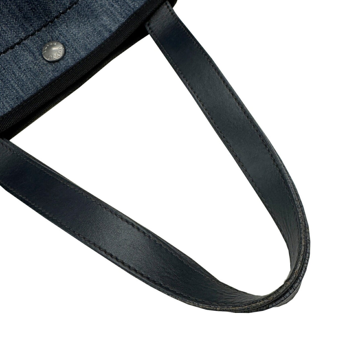 Prada 1Bg311 Denim Leather Tote Bag Handbag